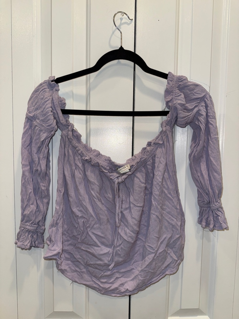 Forever 21 Lavender Off-Shoulder Peasant Blouse